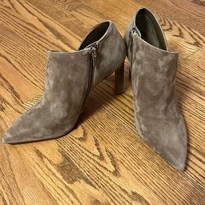 Vince Camuto taupe suede booties